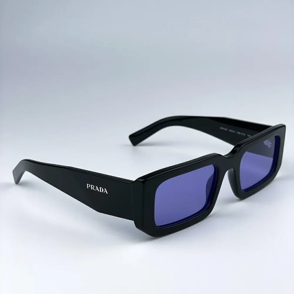 NEW Prada PR06YS 02Z01O Black Blue Rectangle Unisex Sunglasses - Picture 7 of 11